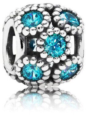 NWOT PANDORA Sterling Silver Studded Lights Teal CZ Charm 791296MCZ